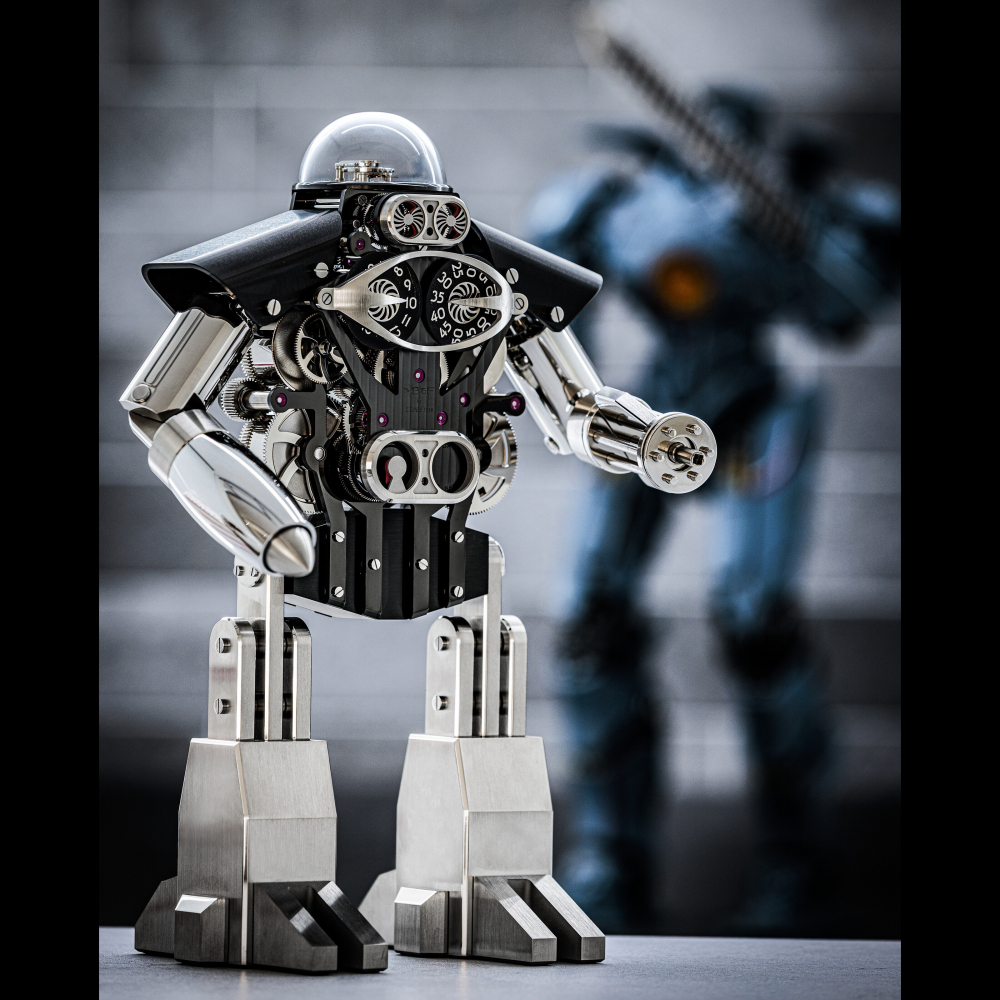 MB&F X L’ÉPÉE 1839. A STAINLESS STEEL, BRASS AND BLACK PVD-TREATED COMPONENTS LIMITED EDITION “SLOW” JUMP HOUR ROBOT CLOCK WITH RETROGRADE SECONDS AND POWER RESERVE