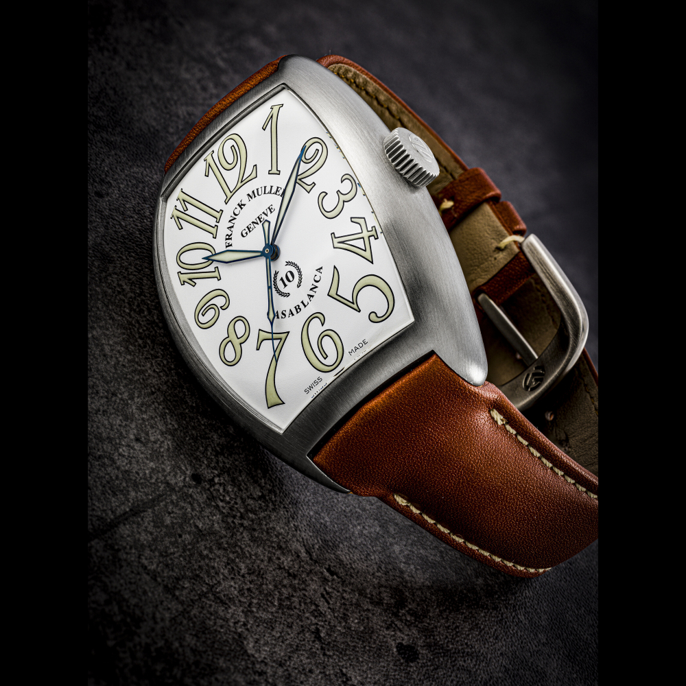 FRANCK MULLER. AN EXTREMELY RARE AND LARGE STAINLESS STEEL LIMITED EDITION TONNEAU-SHAPED AUTOMATIC WRISTWATCH WITH SWEEP CENTRE SECONDS