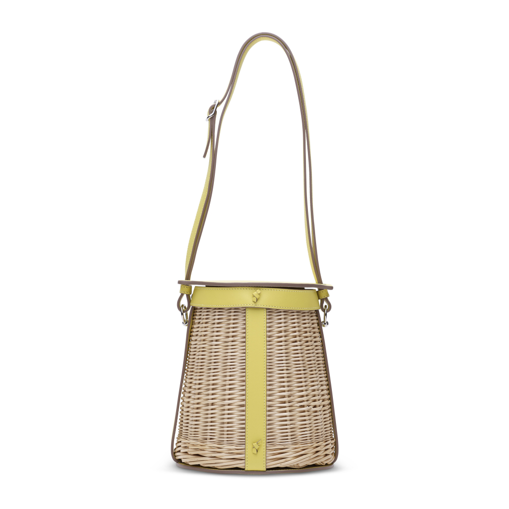 A LIMITED EDITION LIME SWIFT LEATHER OSIER PICNIC FARMING WITH PALLADIUM HARDWARE - HERMÈS