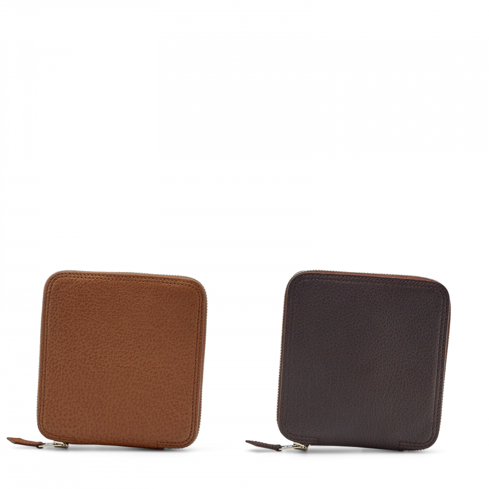 A SET OF TWO MARRON HAVANE BUFFALO LEATHER SILKY POP BAGS WITH PALLADIUM HARDWARE - HERMÈS
