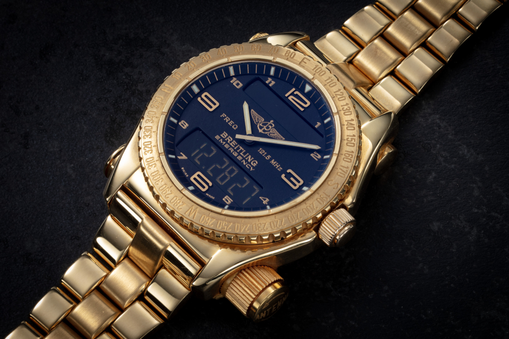 BREITLING, EMERGENCY, A LIMITED EDITION GOLD WRISTWATCH WITH DISTRESS BEACON, CASE NUMBER: 047 | Christie’s