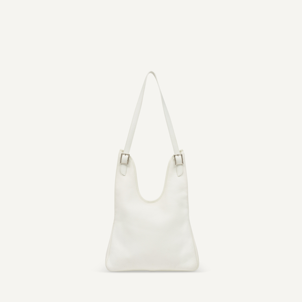 A WHITE CLÉMENCE LEATHER MASSAI 33 WITH PALLADIUM HARDWARE, HERMÈS, 2005 | Christie’s