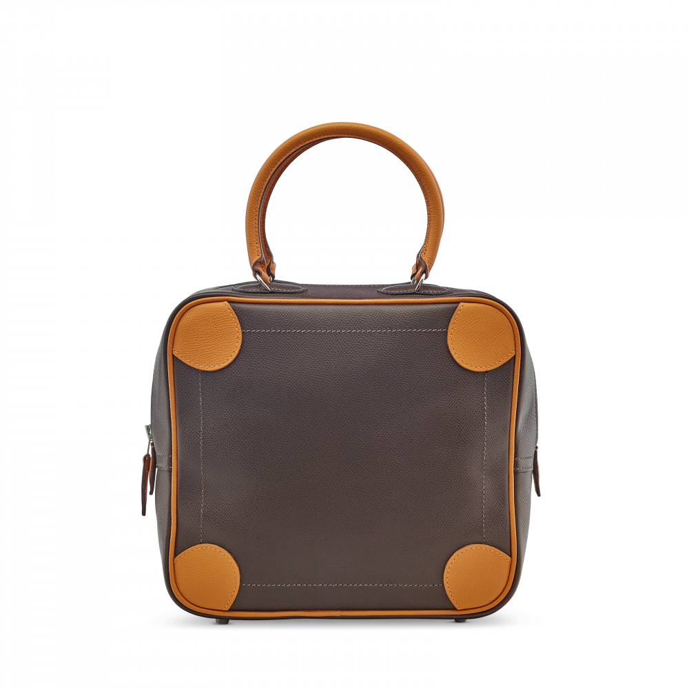 A CHOCOLAT ORANGE EPSOM LEATHER OMNIBUS PM WITH PALLADIUM HARDWARE - HERMÈS