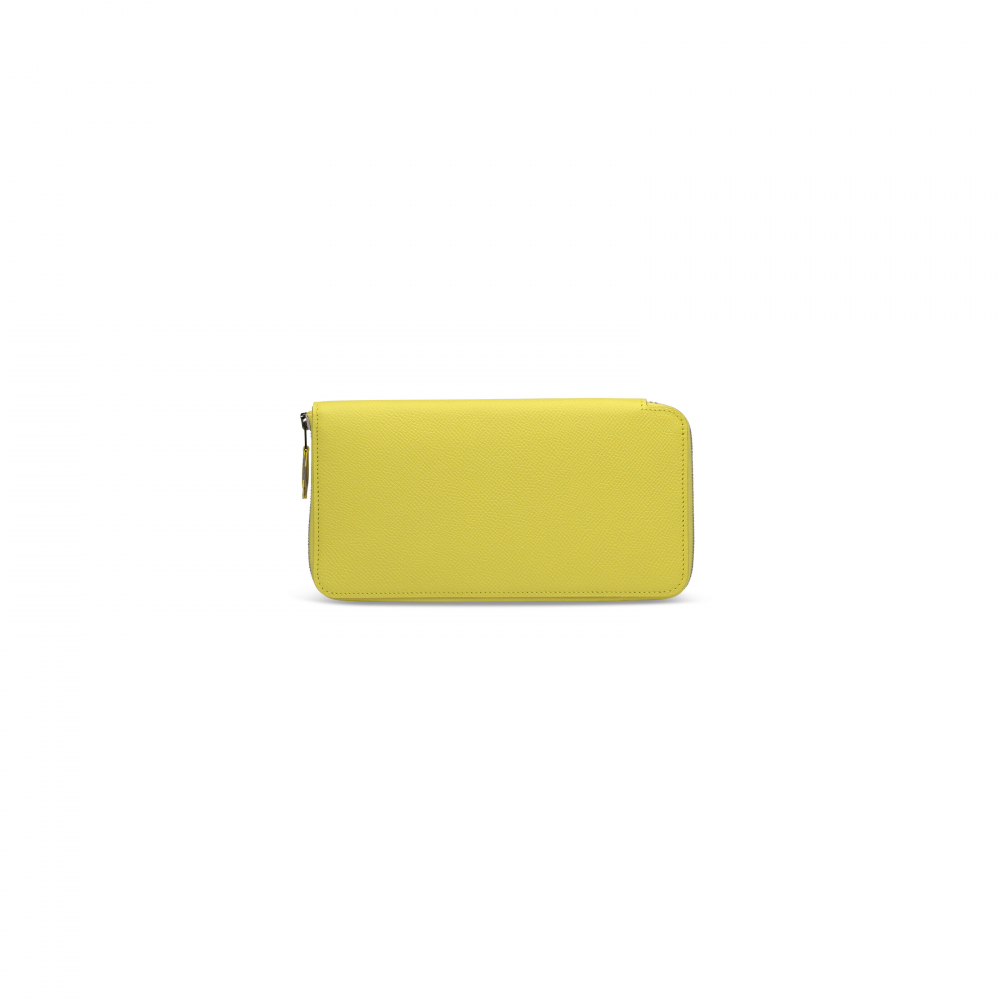 A SOUFRE EPSOM LEATHER SILK IN WALLET WITH PALLADIUM HARDWARE - HERMÈS