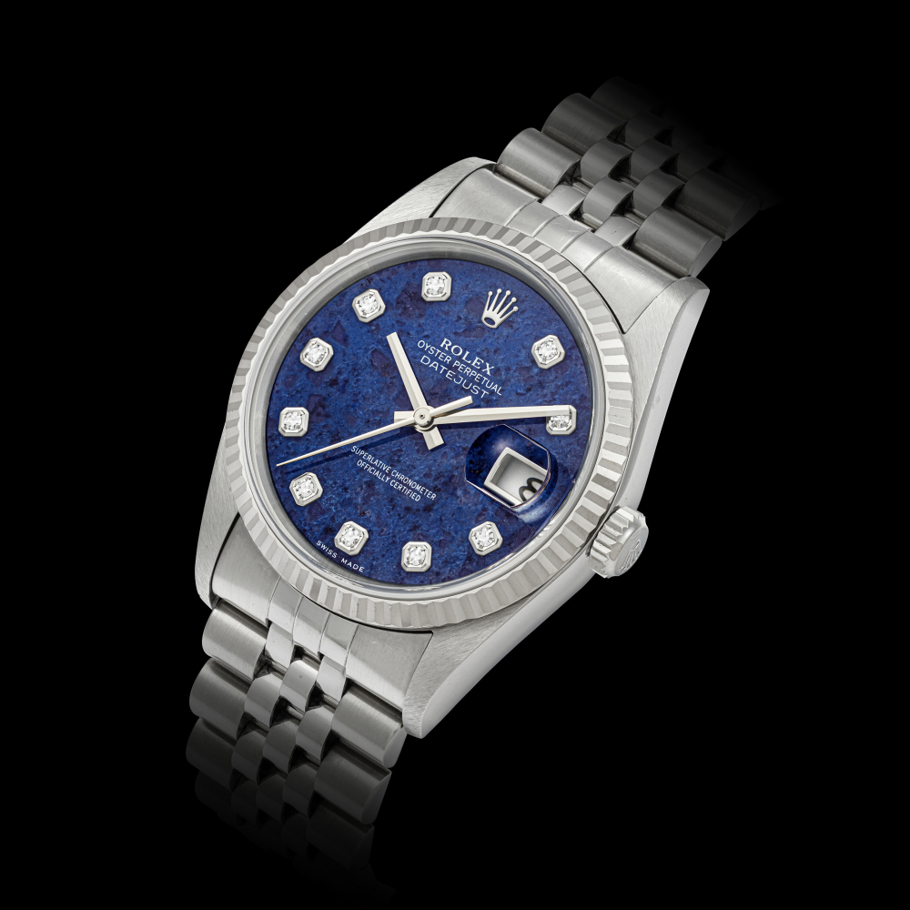 ROLEX, DATEJUST WITH SODALITE AND DIAMOND-SET DIAL, REF. 16234