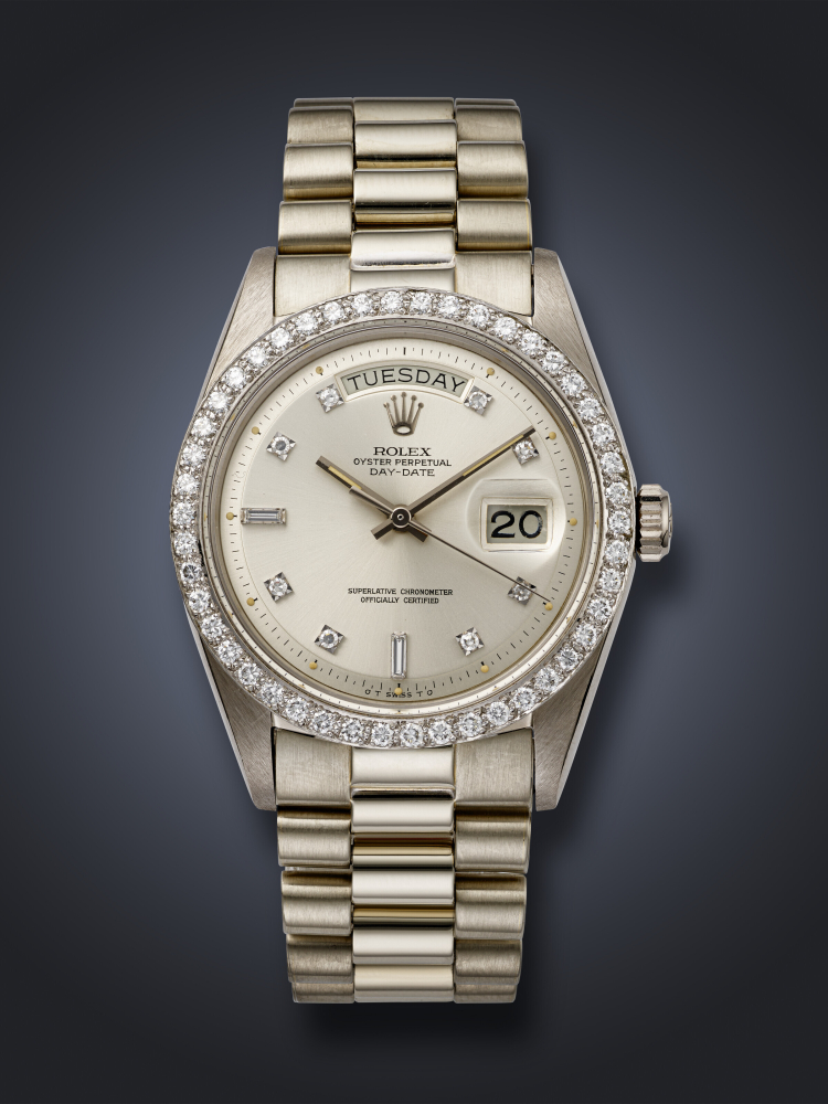 ROLEX, WHITE GOLD AND DIAMOND-SET 'DAY-DATE', REF. 1804