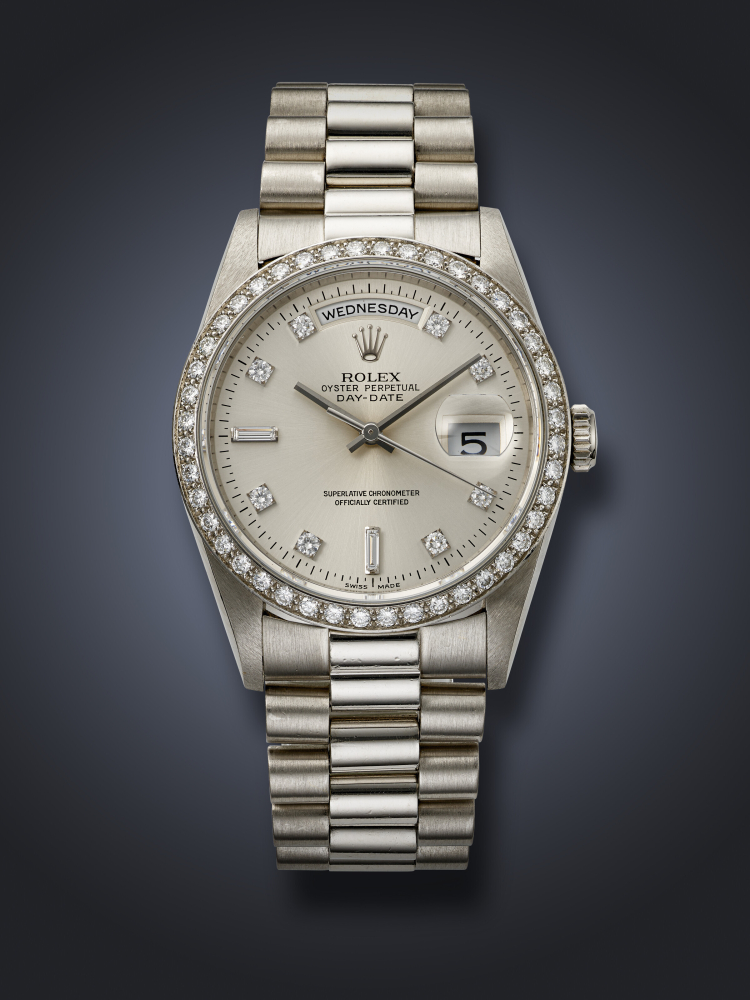 ROLEX, RARE PLATINUM AND DIAMOND-SET 'DAY-DATE', REF. 18346