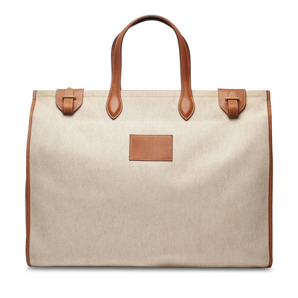 A BEIGE TOILE H GOLD COURCHEVEL LEATHER KABA TOTE BAG WITH GOLD HARDWARE