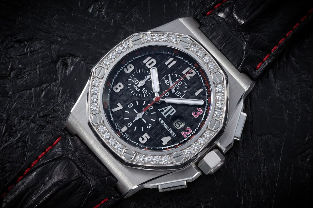 AUDEMARS PIGUET, ROYAL OAK OFFSHORE REF 26134BC. ‘SHAQUILLE O'NEAL’, A LIMITED EDITION GOLD AUTOMATIC CHRONOGRAPH WRISTWATCH WITH DIAMOND-SET BEZEL