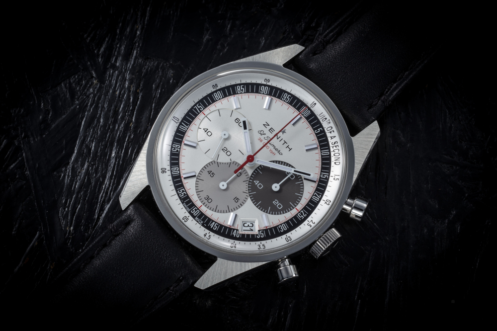 ZENITH, CHRONOMASTER ORIGINAL EL PRIMERO, A UNIQUE STEEL MANUAL-WINDING WRISTWATCH WITH 1/10TH SECOND CHRONOGRAPH