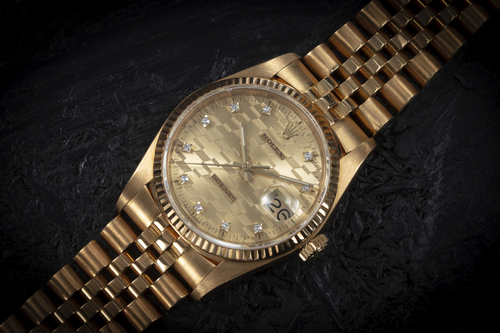 ROLEX, DATEJUST REF. 16018, A RARE GOLD AND DIAMOND-SET AUTOMATIC WRISTWATCH WITH DATE MADE FOR CHEVROLET