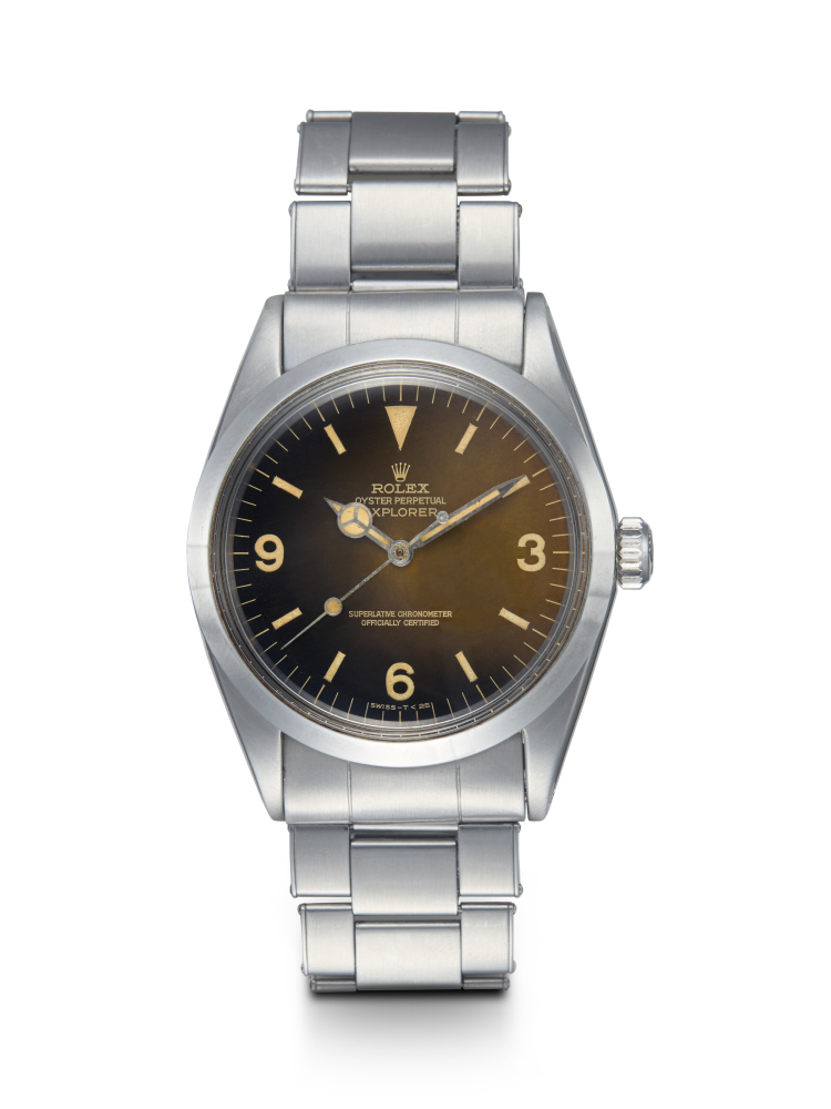 ROLEX, EXPLORER REF. 1016, AN ATTRACTIVE STAINLESS STEEL AUTOMATIC WRISTWATCH WITH ‘TROPICAL’ DIAL
