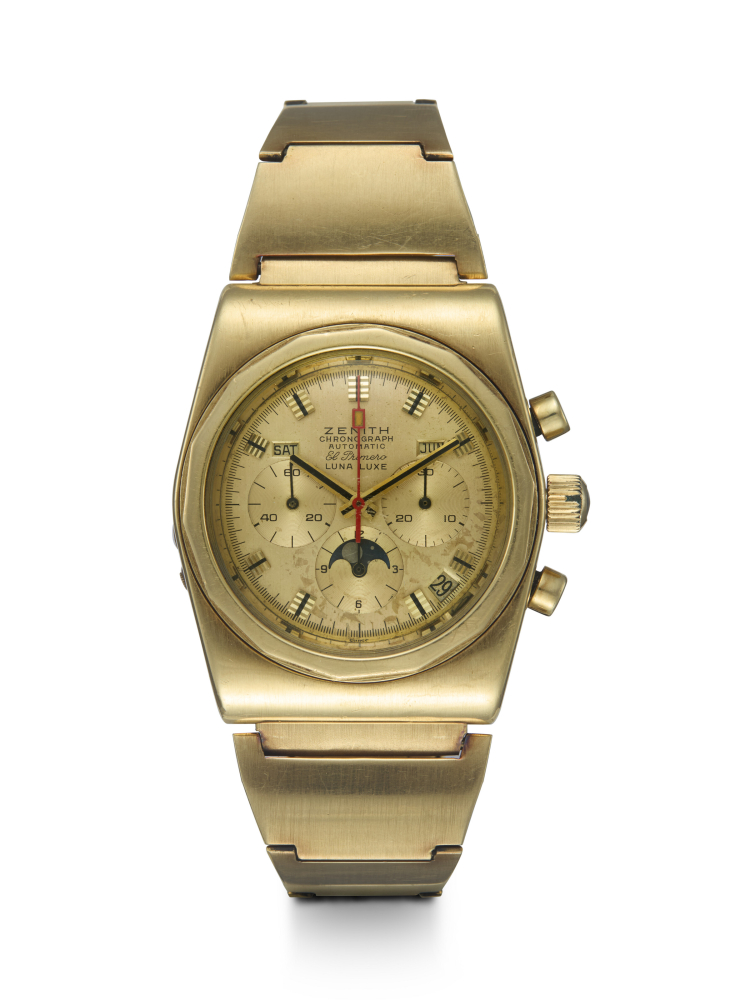 ZENITH, EL PRIMERO LUNA LUXE REF. 6630 , A RARE GOLD AUTOMATIC TRIPLE CALENDAR CHRONOGRAPH WITH MOONPHASE AND BRACELET