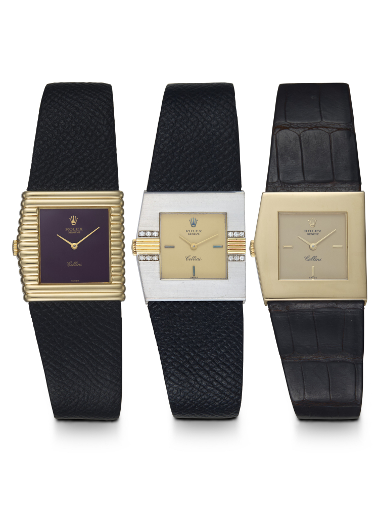 ROLEX, CELLINI, A SET OF THREE GOLD MANUAL-WINDING WRISTWATCHES
