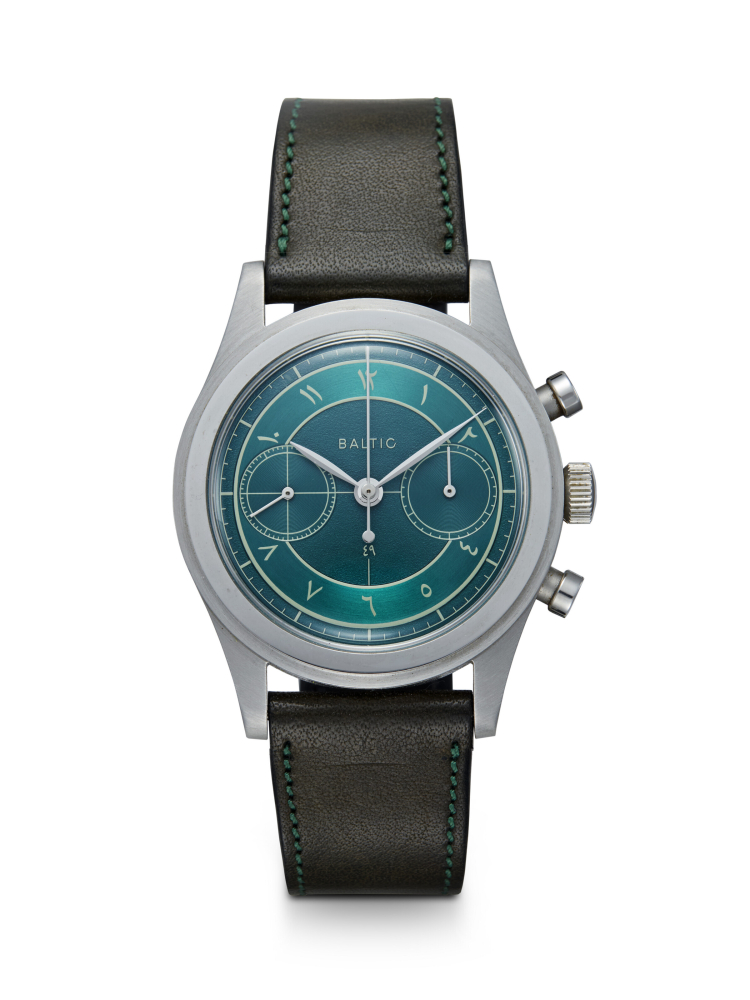 BALTIC, A PROTOTYPE STEEL MANUAL-WINDING CHRONOGRAPH WITH EASTERN ARABIC NUMERALS MADE FOR PERPETUEL