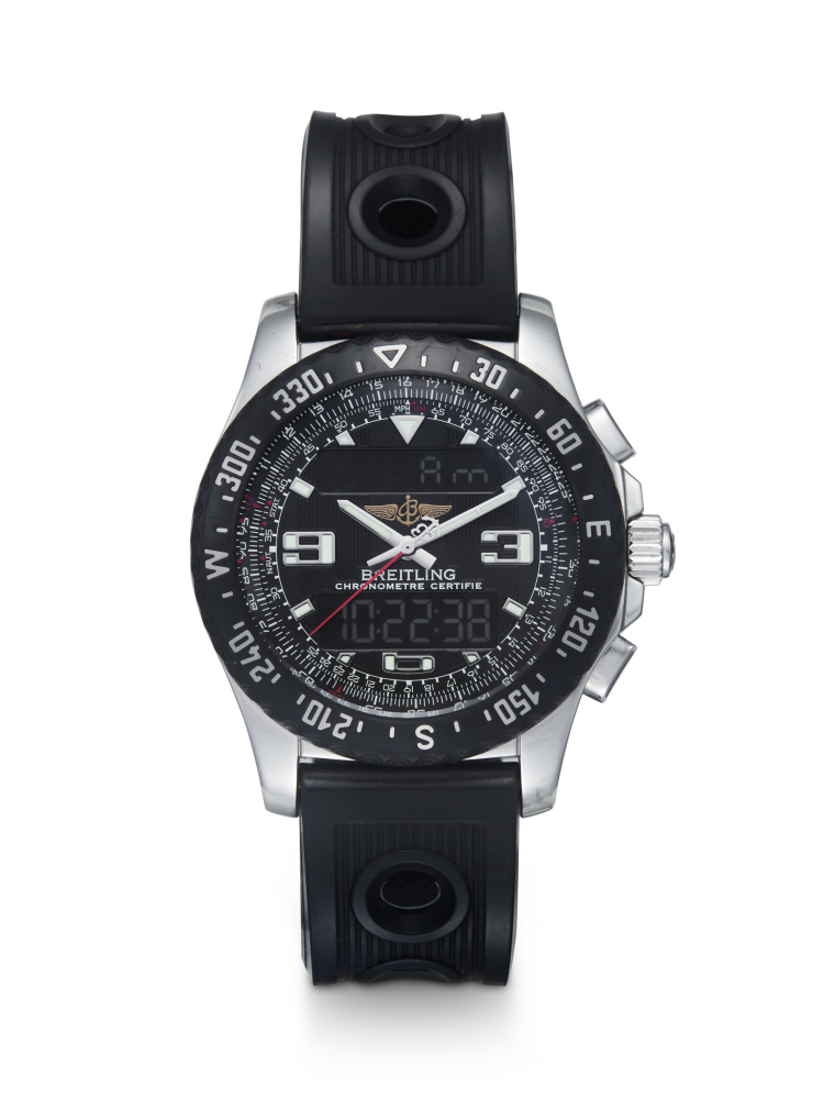 BREITLING, AIRWOLF RAVEN, A STEEL MULTIFUNCTION QUARTZ WRISTWATCH