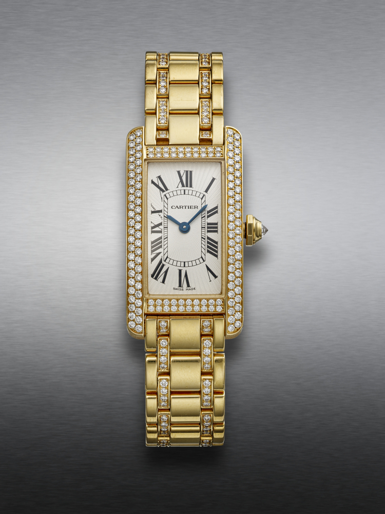 CARTIER, YELLOW GOLD AND DIAMOND-SET ‘TANK AMERICAINE’, REF. 2482