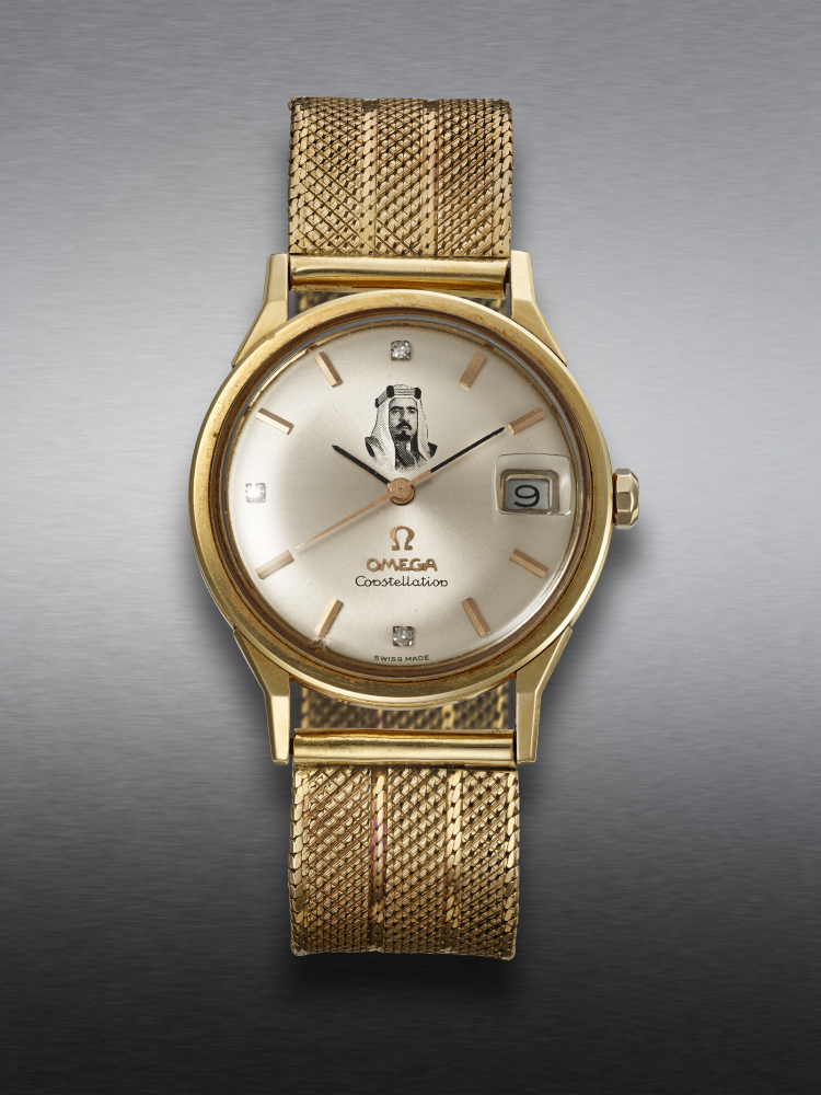 OMEGA, YELLOW GOLD AND DIAMOND-SET ‘CONSTELLATION’, WITH PORTRAIT OF SHEIKH ISA BIN SALMAN AL KHALIFA OF BAHRAIN, REF. 168005/6