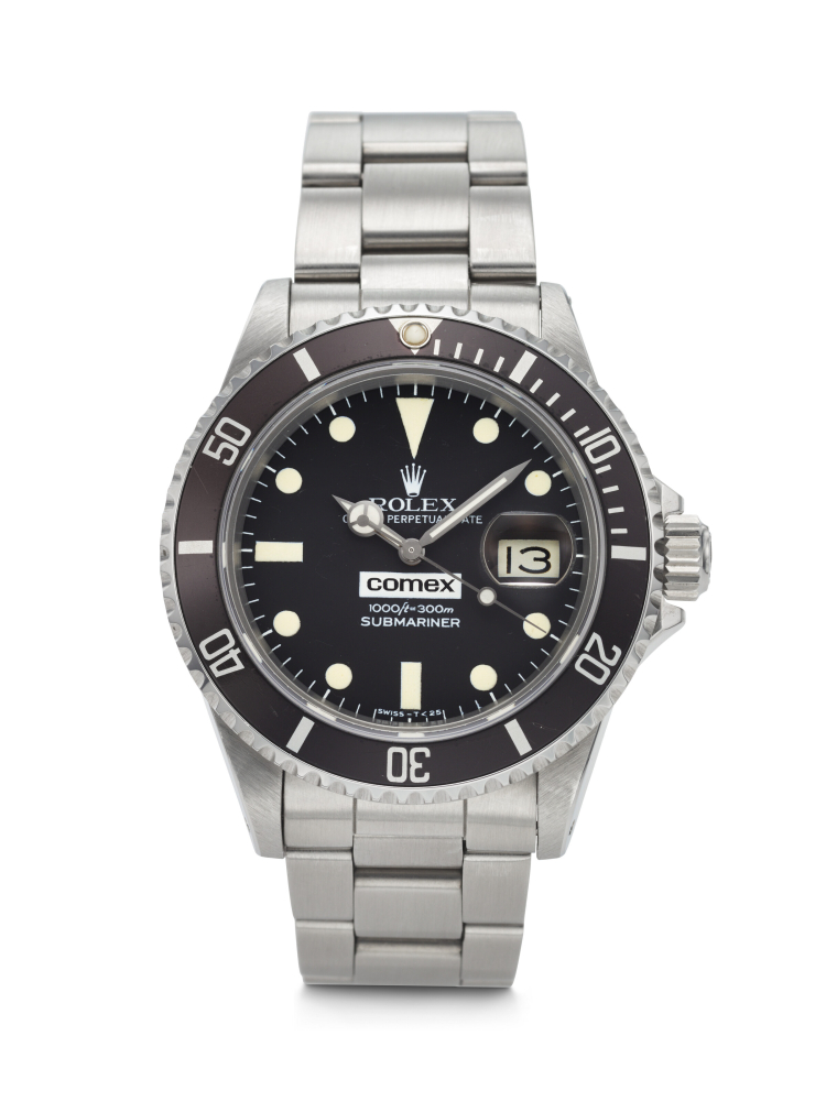 ROLEX. A VERY RARE AND ATTRACTIVE STAINLESS STEEL AUTOMATIC WRISTWATCH WITH SWEEP CENTRE SECONDS, DATE, BRACELET AND COMEX DIVING SUIT, MADE FOR COMEX