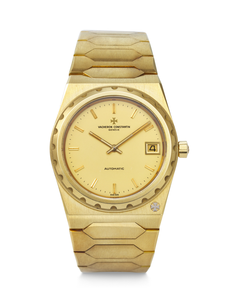 VACHERON CONSTANTIN. AN EXTREMELY WELL-PRESERVED AND COVETED 18K GOLD AUTOMATIC WRISTWATCH WITH DATE AND BRACELET