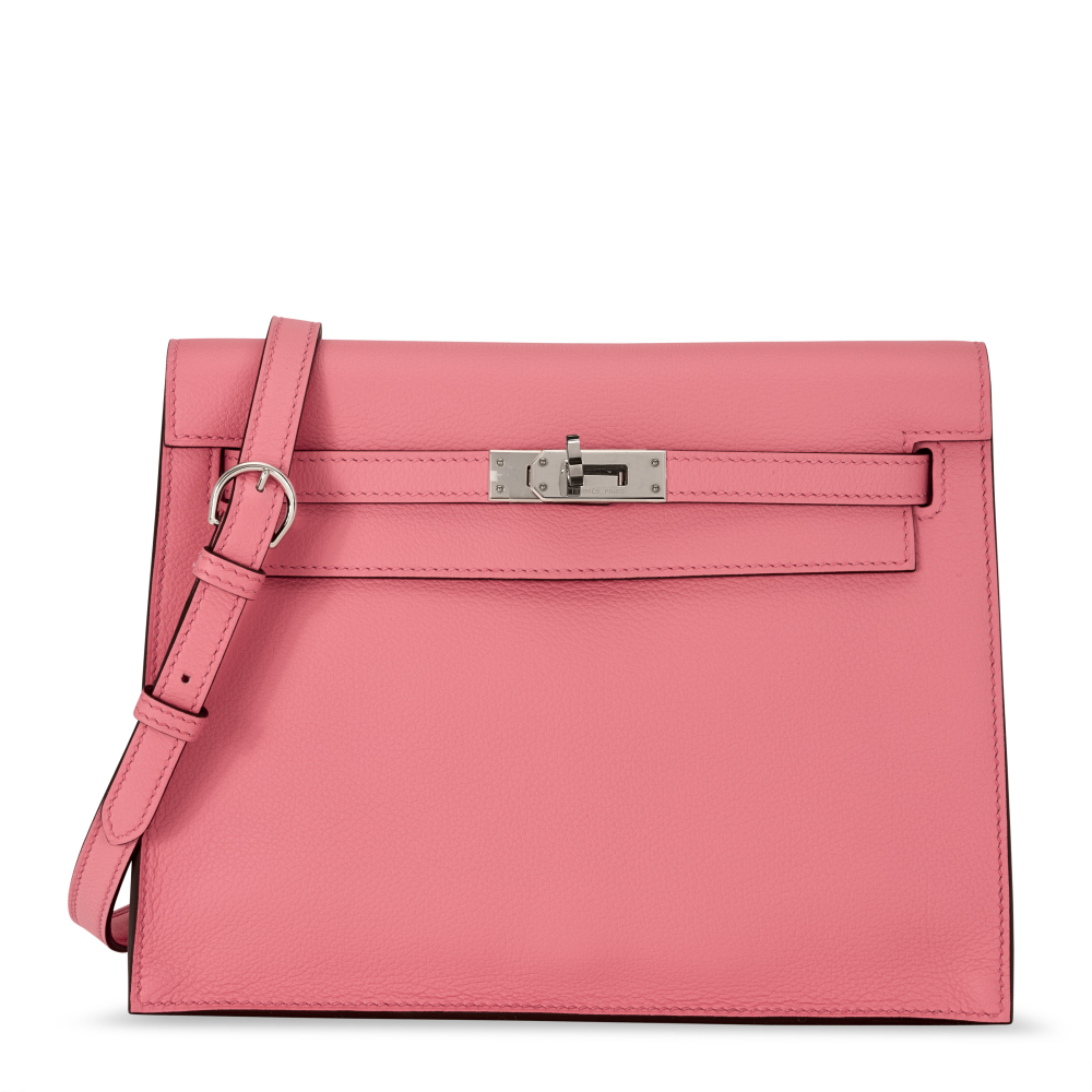 A LIMITED EDITION ROSE D'ÉTÈ EVERCOLOR LEATHER VERT CYPRESS VERSO KELLY DANSE WITH PALLADIUM HARDWARE