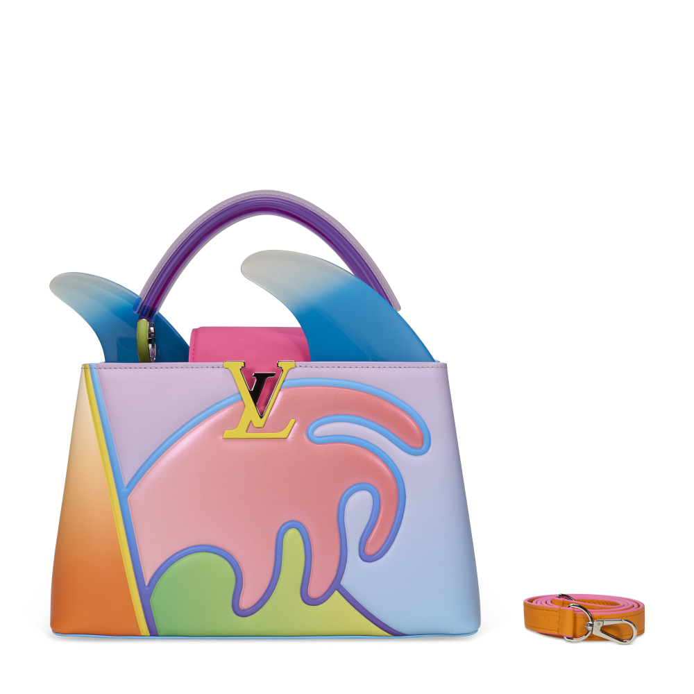 A LIMITED EDITION MULTICOLOR CALFSKIN LEATHER ARTYCAPUCINES WITH BLUE ACRYLIC MIRROR COMB