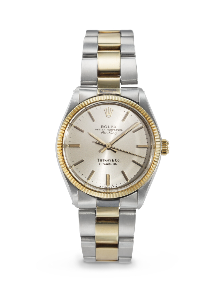 ROLEX, RETAILED BY TIFFANY CO., 14K YELLOW GOLD AND STAINLESS STEEL 'AIR-KING,' REF. 5501
