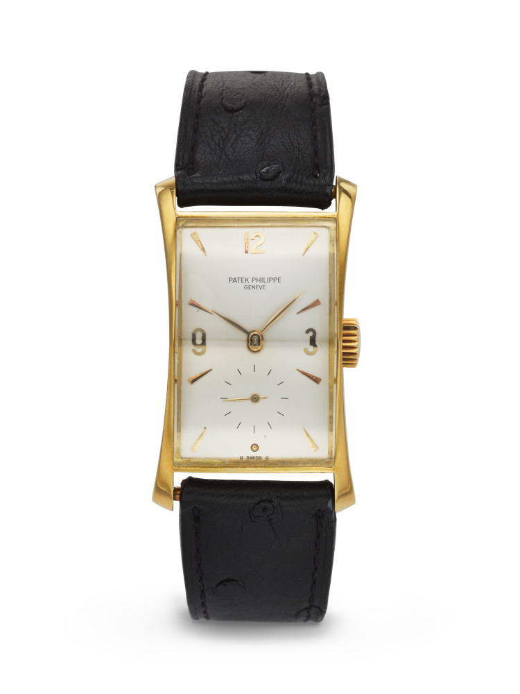 PATEK PHILIPPE, HIGHLY RARE AND DESIRABLE YELLOW GOLD WRISTWATCH, 'HOUR GLASS', REF. 1593