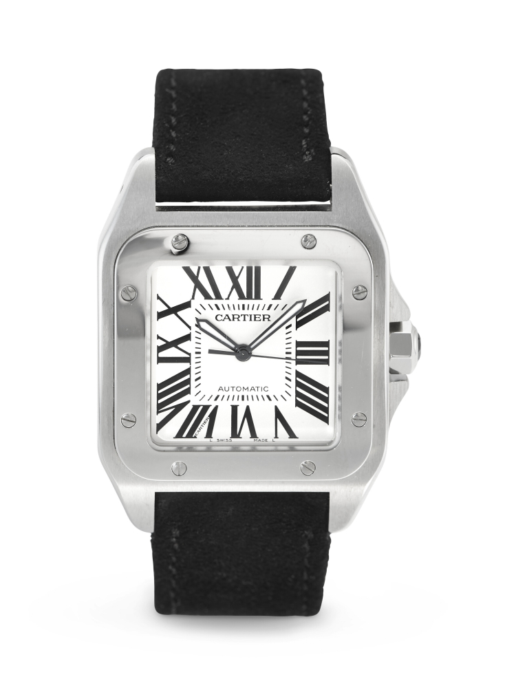 CARTIER, STAINLESS STEEL 'SANTOS 100', REF. 2656