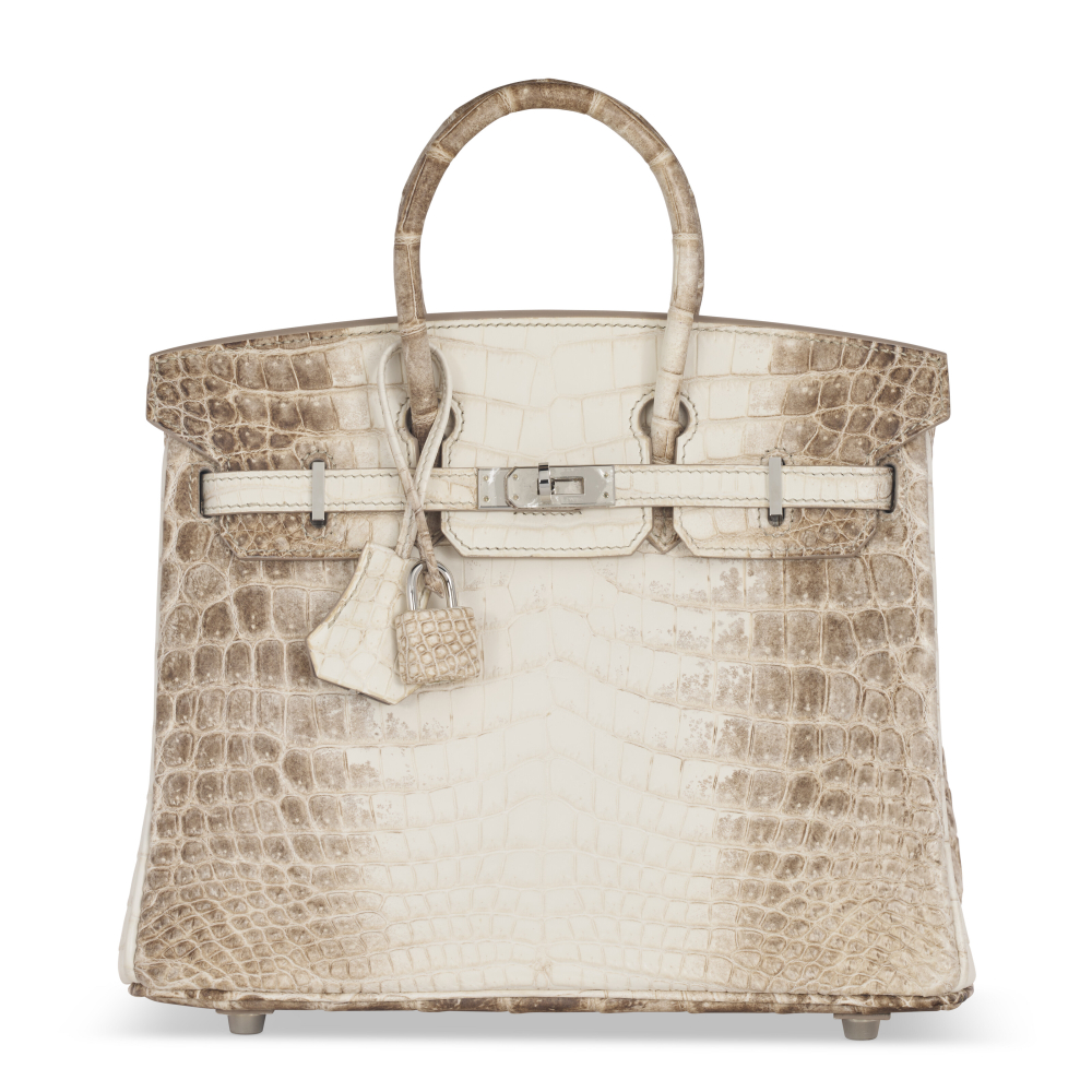 A RARE, MATTE WHITE HIMALAYA NILOTICUS CROCODILE BIRKIN 25 WITH PALLADIUM HARDWARE