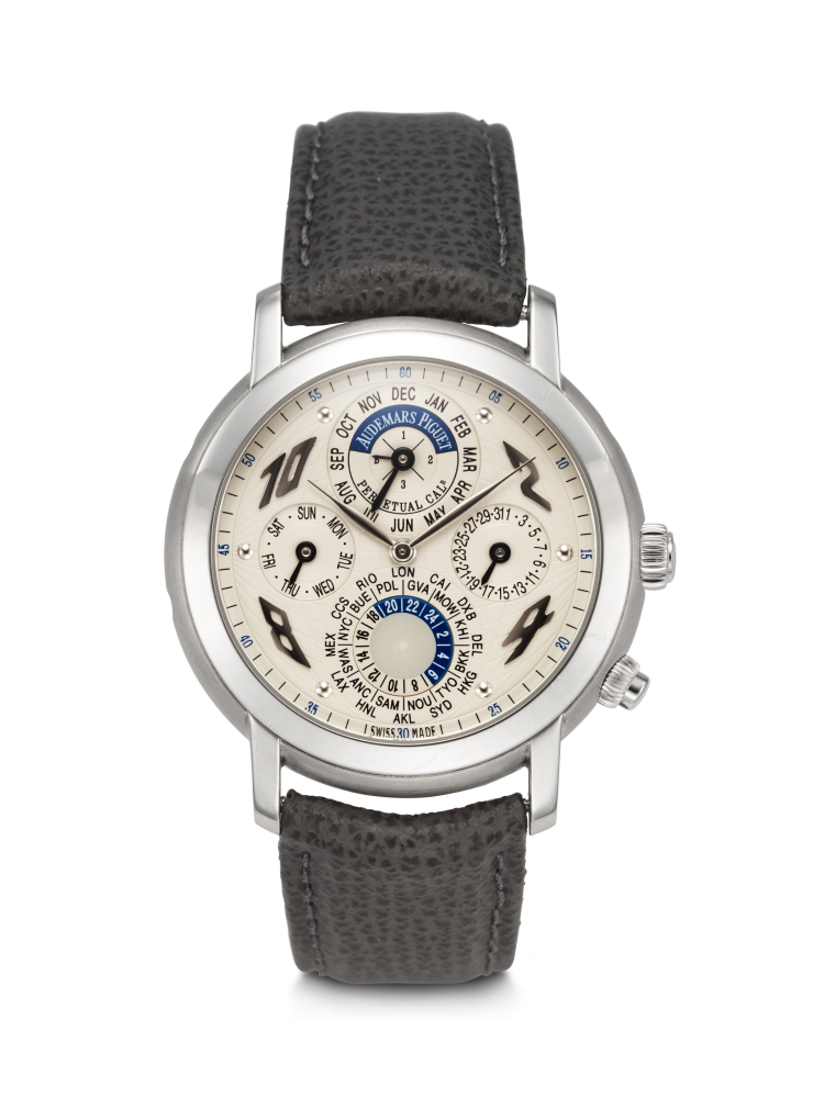 AUDEMARS PIGUET, PLATINUM PERPETUAL CALANDAR WORLD TIME 'JULES AUDEMARS METROPOLIS', REF. 25919PT