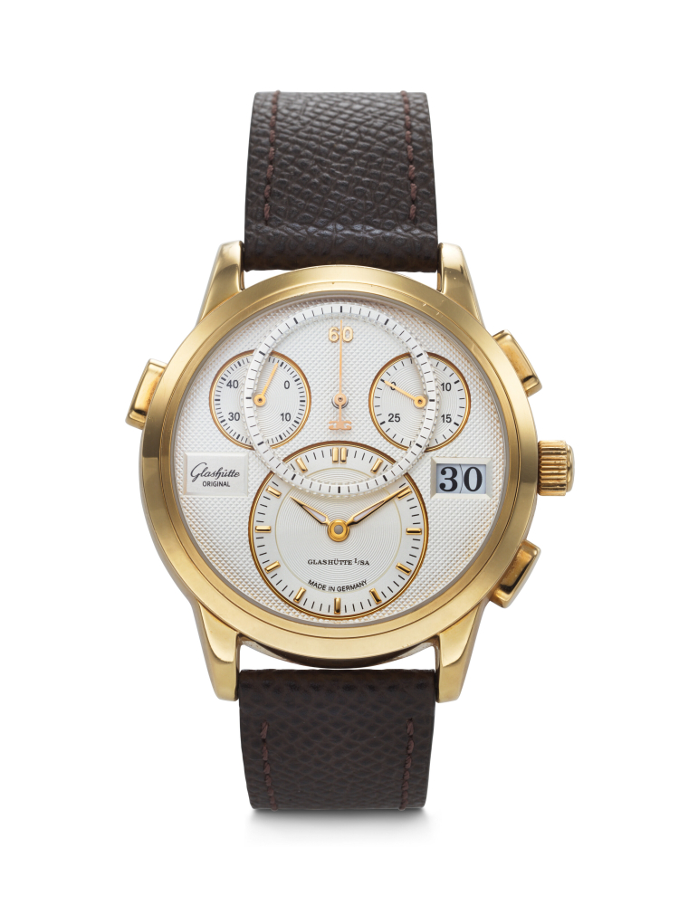 GLASHÜTTE ORIGINAL, PINK GOLD FLYBACK CHRONOGRAPH 'PANOMATICCHRONO' WITH OUTSIZED DATE, REF. 95-01-01-01-04