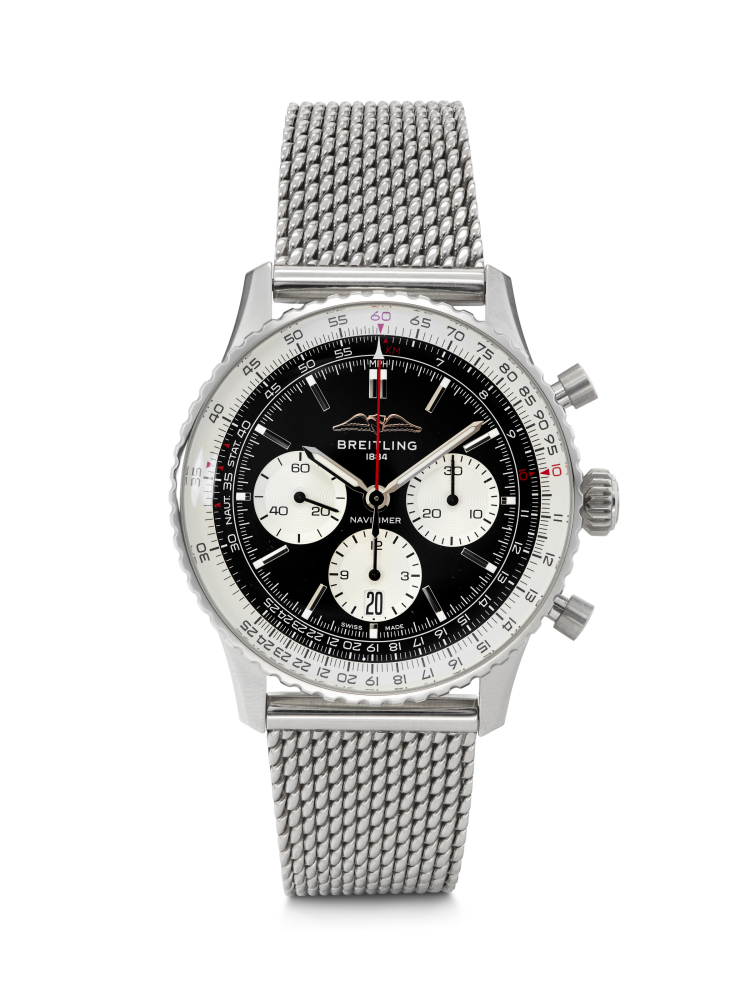 BREITLING, STAINLESS STEEL CHRONOGRAPH 'NAVITIMER' WITH DATE, REF. AB0138