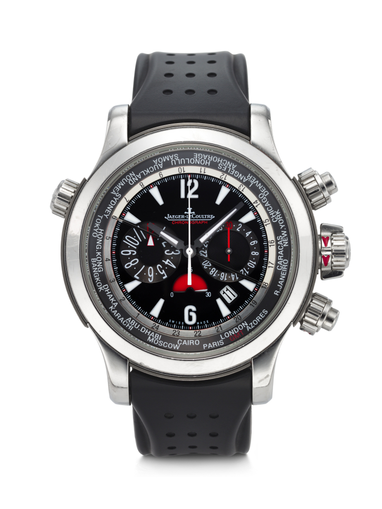 JAEGER-LECOULTRE, STAINLESS STEEL WORLD TIME CHRONOGRAPH 'MASTER COMPRESSOR EXTREME' REF. Q1768470