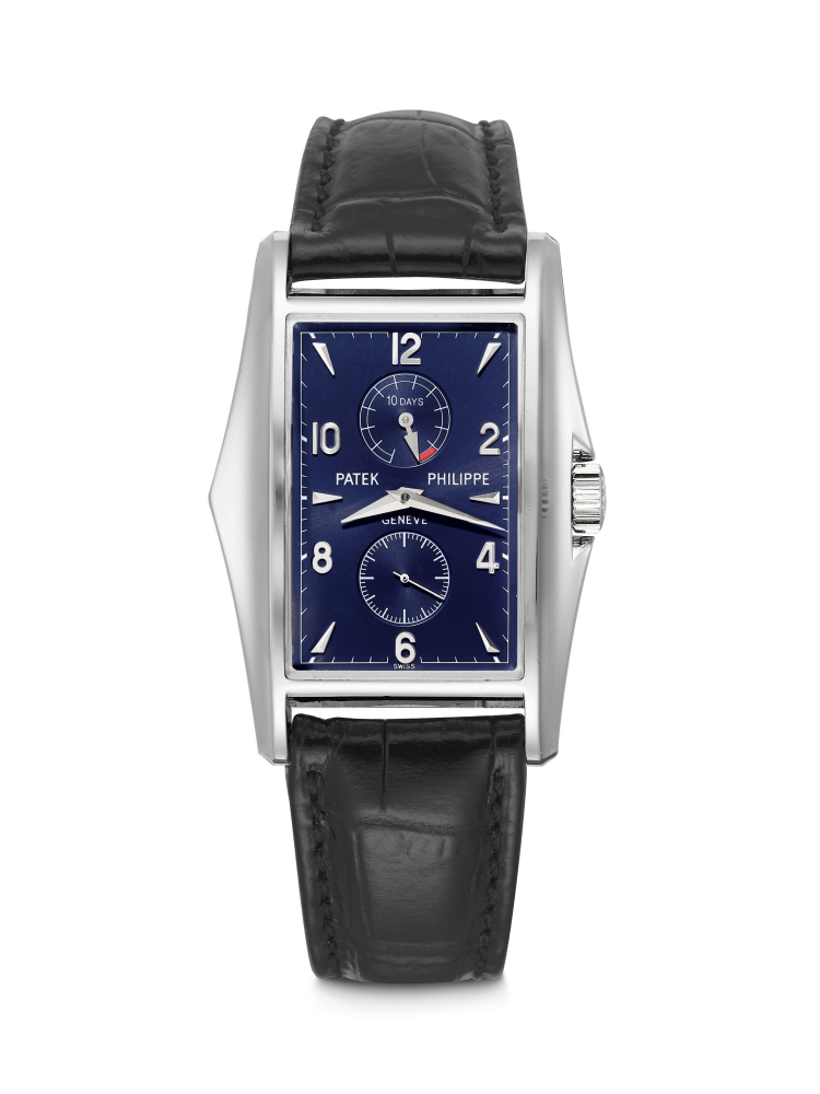 PATEK PHILIPPE. A VERY RARE 18K WHITE GOLD LIMITED EDITION RECTANGULAR WRISTWATCH WITH TEN DAY POWER RESERVE, MADE TO COMMEMORATE THE MILLENNIUM