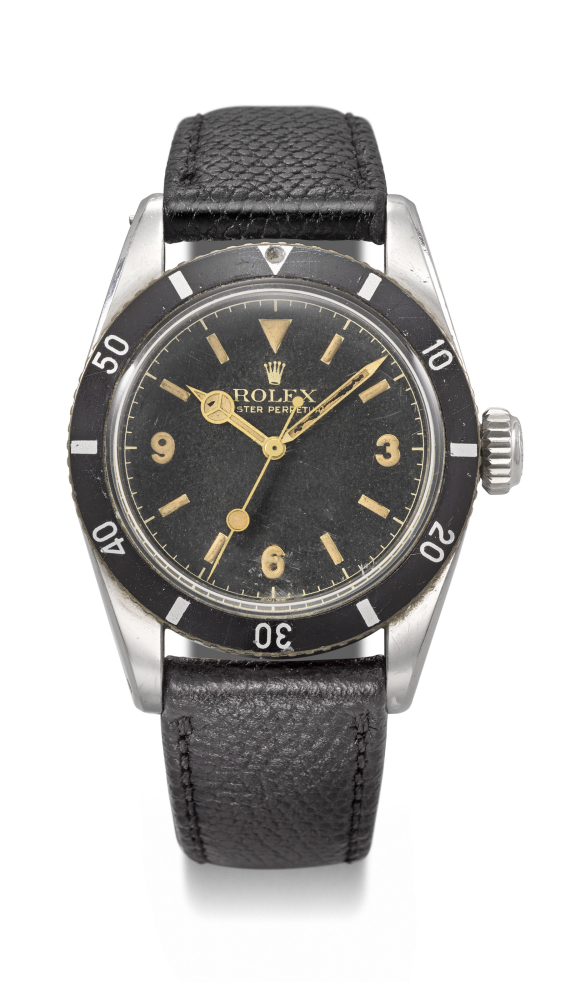 ROLEX. AN EXTREMELY RARE AND IMPORTANT STAINLESS STEEL AUTOMATIC WRISTWATCH WITH SWEEP CENTRE SECONDS AND ‘EXPLORER’ DIAL