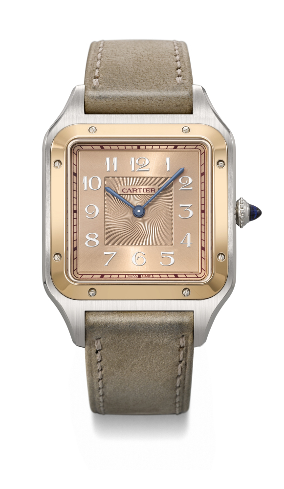 CARTIER. A VERY RARE AND ATTRACTIVE STAINLESS STEEL AND 18K PINK GOLD LIMITED EDITION WRISTWATCH