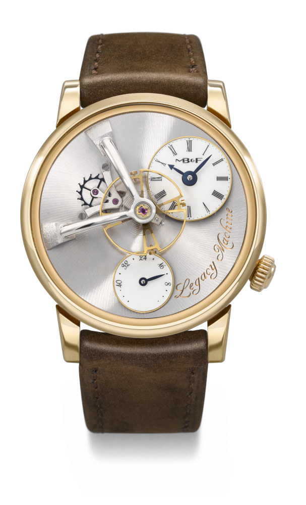 MB&F KARI VOUTILAINEN. A RARE AND UNUSUAL 18K PINK GOLD WRISTWATCH WITH SUSPENDED BALANCE AND POWER RESERVE