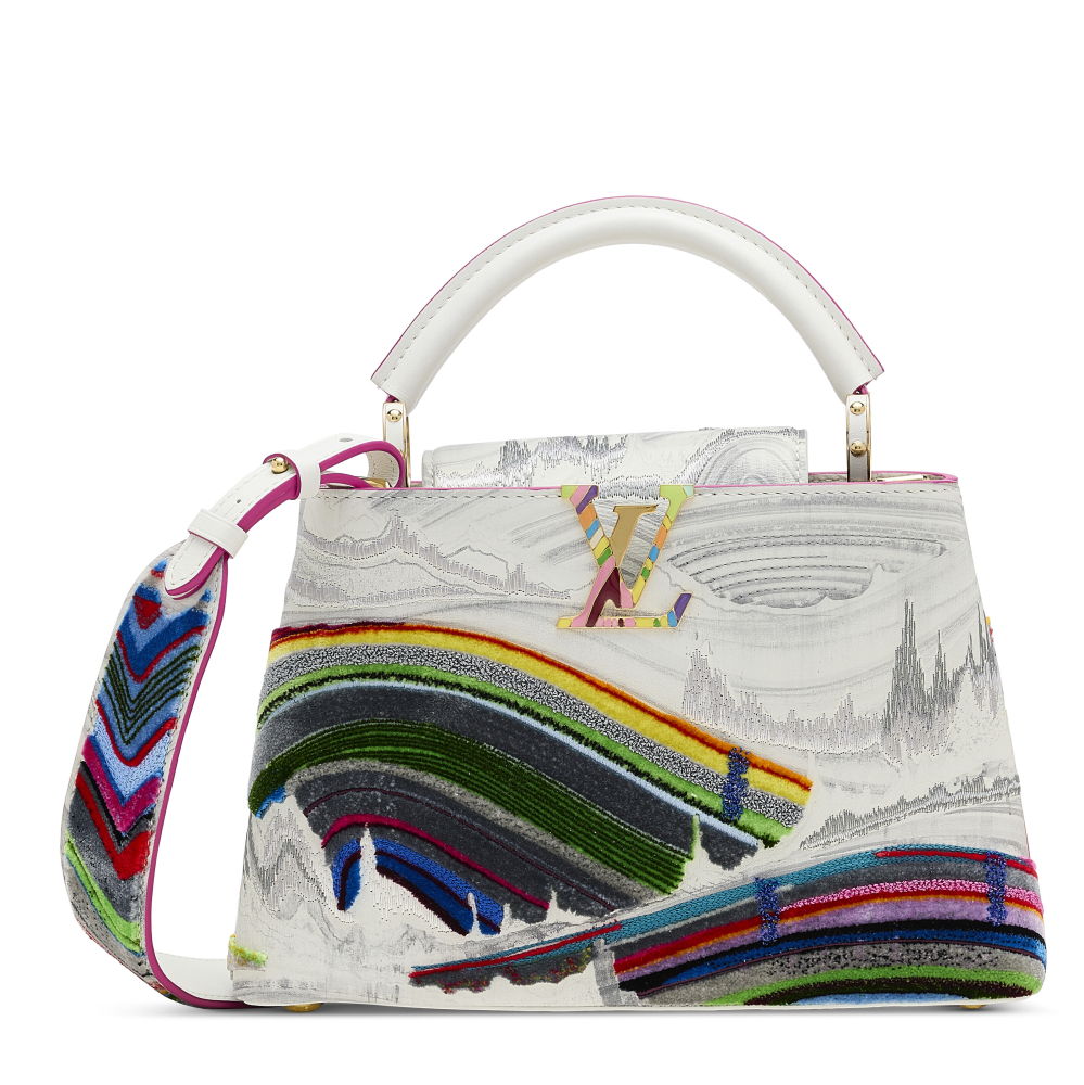 A LIMITED EDITION ARTYCAPUCINES CALFSKIN LEATHER CAPUCINES BB WITH ENAMEL HARDWARE BY HUANG YUXING