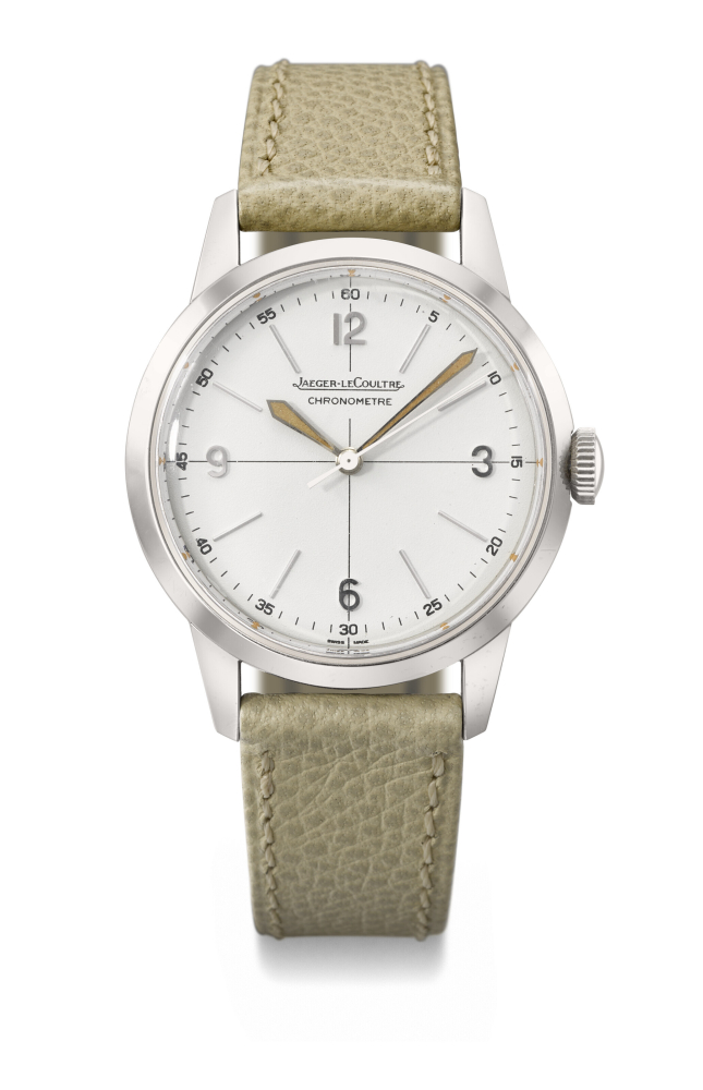 JAEGER-LECOULTRE. A VERY RARE AND HIGHLY ATTRACTIVE STAINLESS STEEL WRISTWATCH WITH SWEEP CENTRE SECONDS