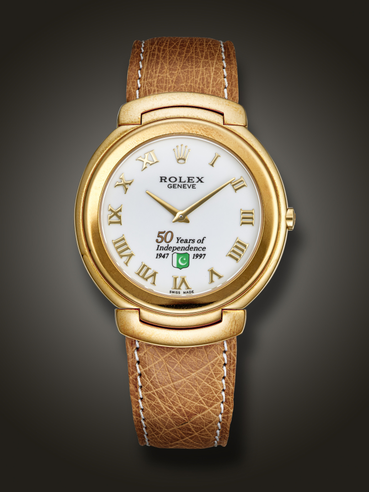 ROLEX, LIMITED EDITION YELLOW GOLD ‘CELLINI’, MADE TO CELEBRATE THE 50TH YEARS OF INDEPENDENCE OF THE ISLAMIC REPUBLIC OF PAKISTAN, NO. 28/100, REF. 6623/8