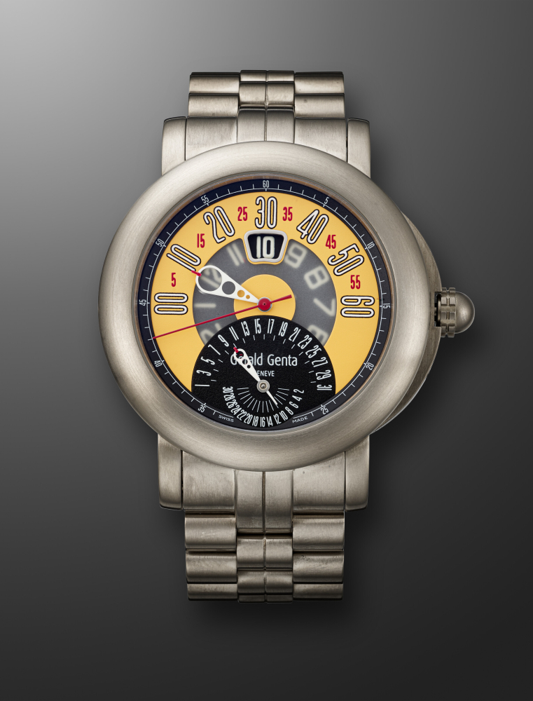 GERALD GENTA, TITANIUM JUMP HOUR 'ARENA BI-RETRO' WITH RETROGRADE MINUTES, REF. BSP.Y.80