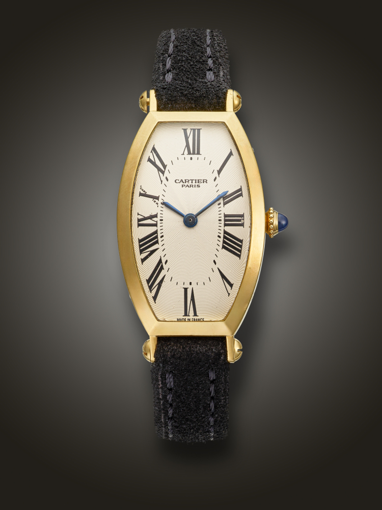 CARTIER PARIS, YELLOW GOLD 'TONNEAU CINTREE', REF. 2451B