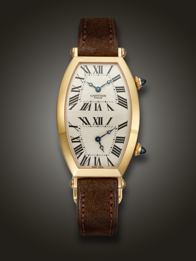 CARTIER, LIMITED EDITION PINK GOLD DUAL TIME 'TONNEAU XL CPCP', REF. 2805 H