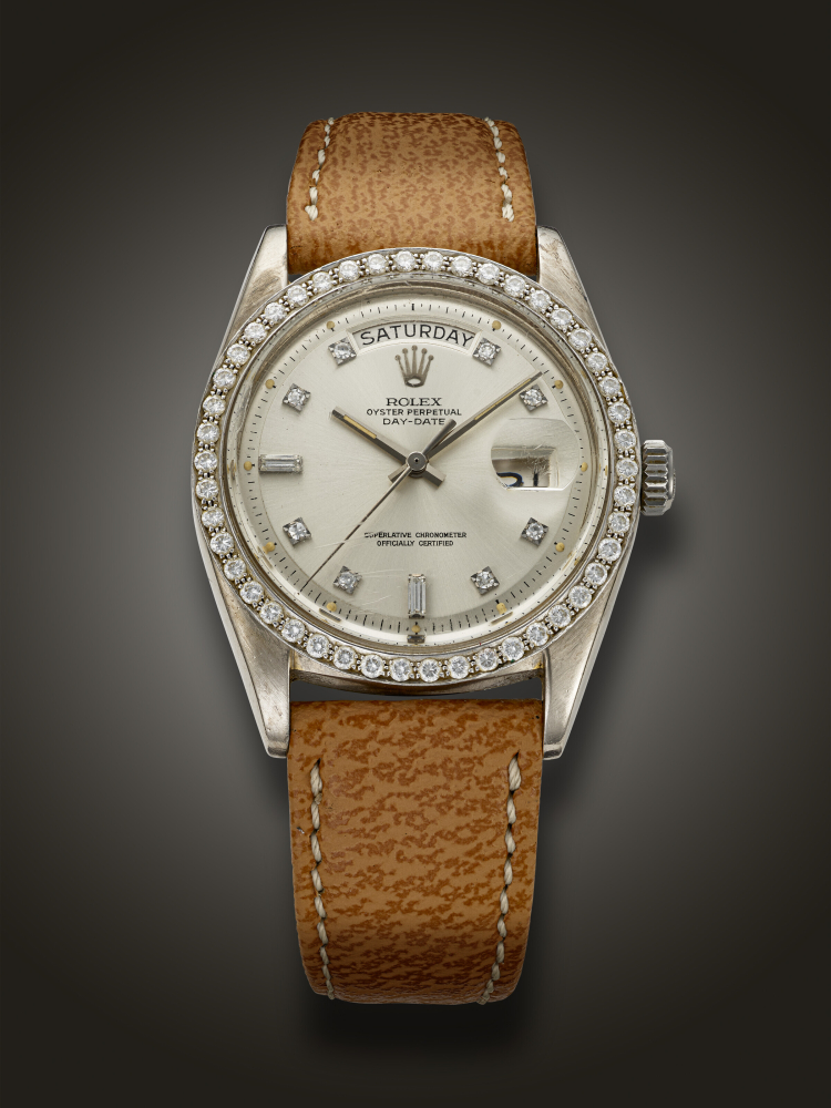 ROLEX, WHITE GOLD AND DIAMOND-SET ‘DAY-DATE’, REF. 1804