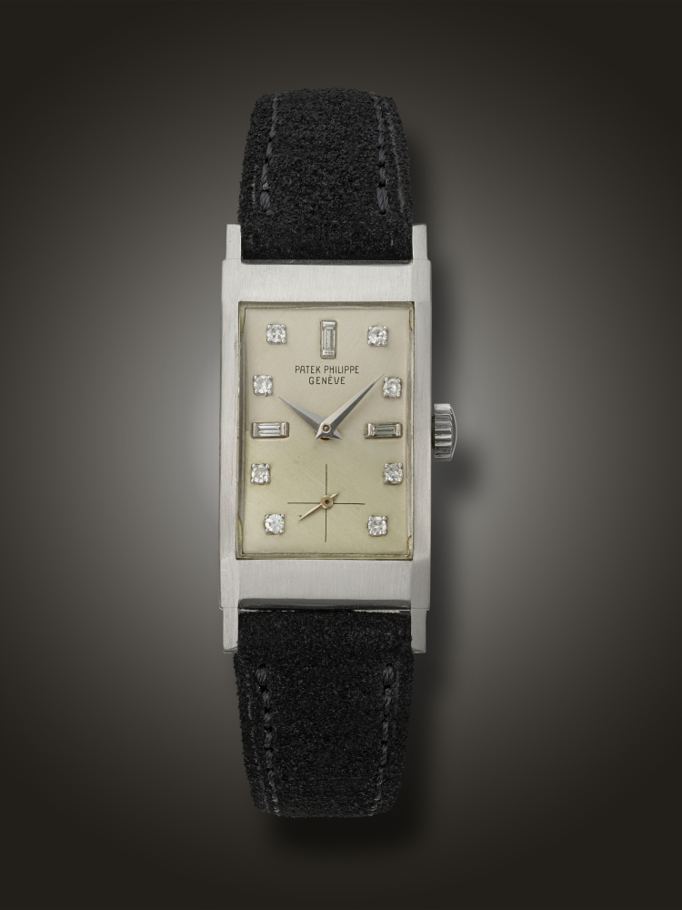 PATEK PHILIPPE, PLATINUM AND DIAMOND-SET WRISTWATCH, SO-CALLED 'TEGOLINO', REF. 425