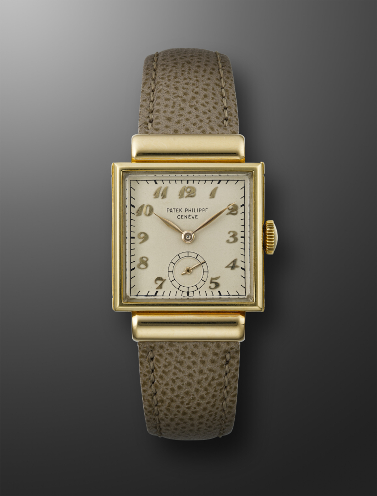 PATEK PHILIPPE, YELLOW GOLD SQUARE WRISTWATCH, WITH BREGUET NUMERALS, REF. 1486