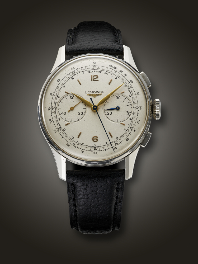 LONGINES, STAINLESS STEEL FLYBACK CHRONOGRAPH WRISTWATCH, REF. 5966
