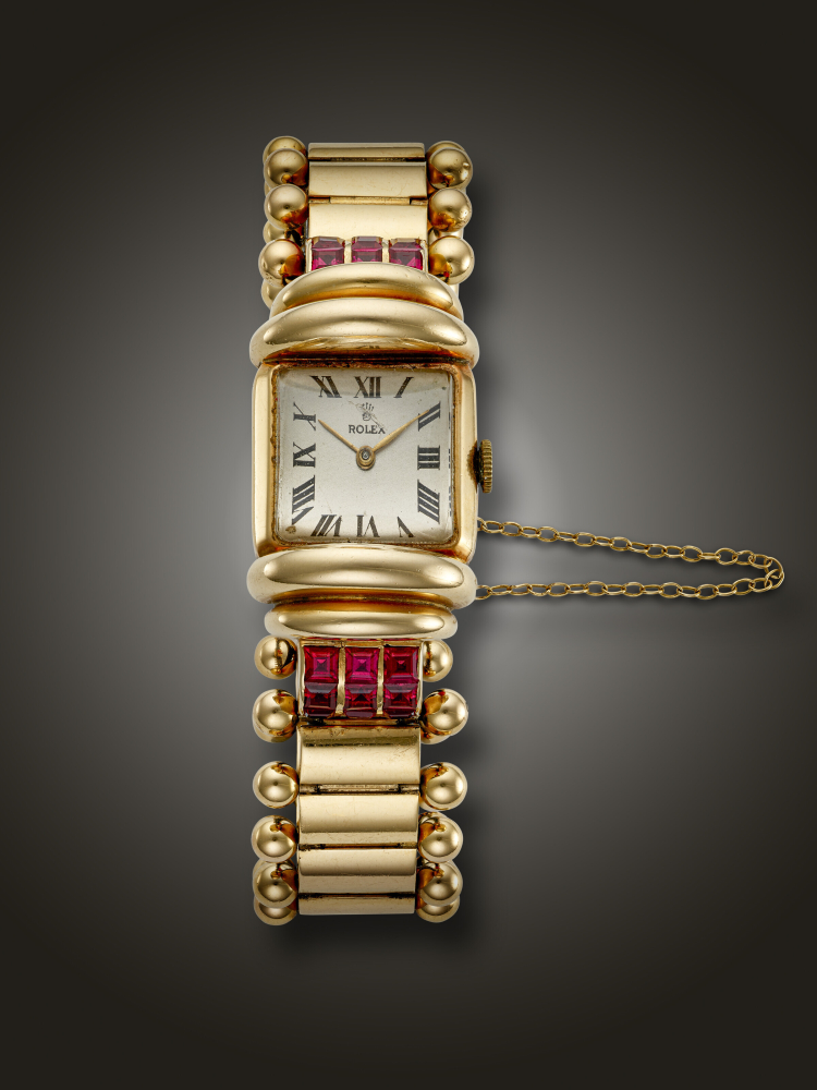 ROLEX, YELLOW GOLD AND RUBY-SET WRISTWATCH, REF. 4389