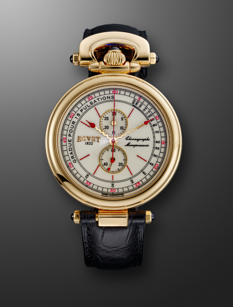 BOVET, PINK GOLD MONOPUSHER CHRONOGRAPH WITH ENAMEL PULSATION DIAL, REF. CP0360" -